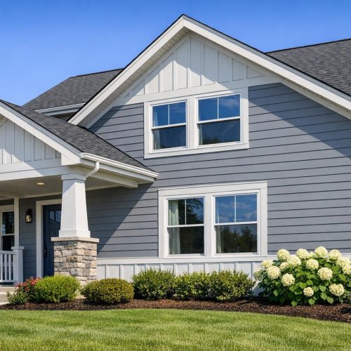 Close-up of exterior siding on a residential building